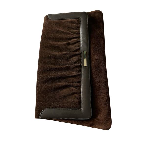 Vintage Susan Gail Suede Clutch Shoulder Bag Brown - Picture 4 of 11
